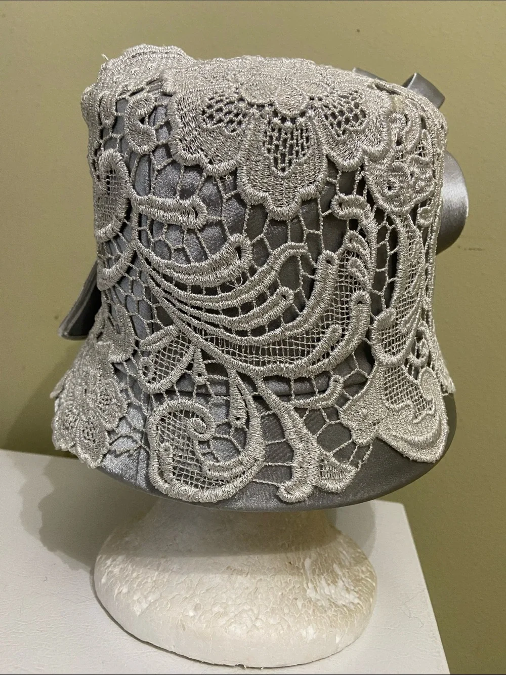 Elegant Silver Satin Dress Hat / Church Hat by Ms. Divine